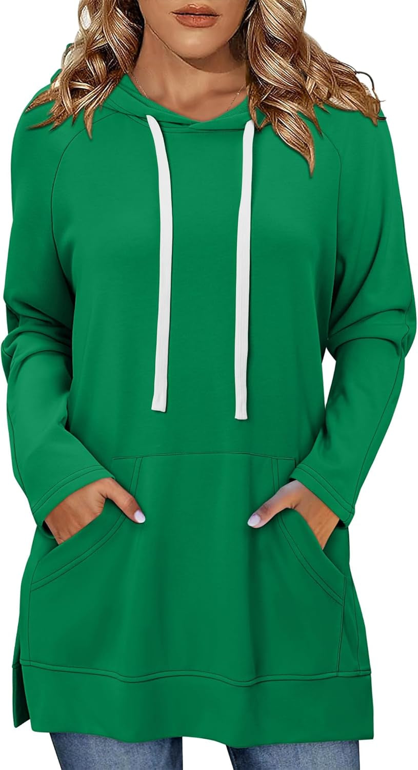Womens Pullover Sweatshirts Loose Fit Oversized Drawstring Hoodies Long Sleeve Fall Clothes with Pocket