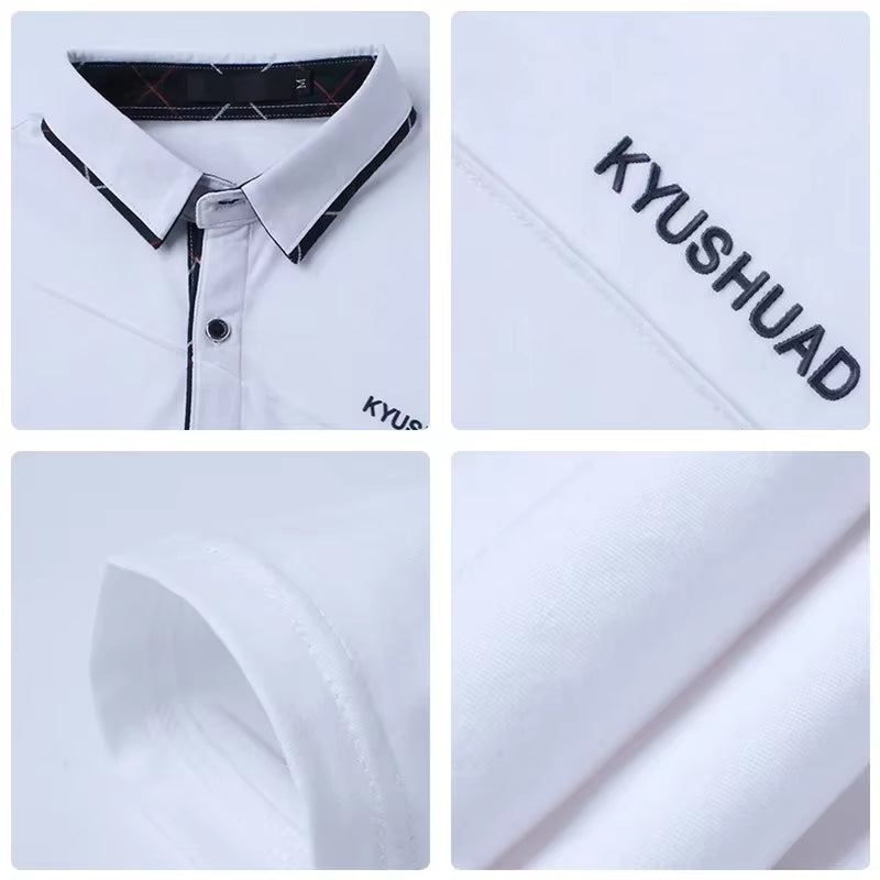 5XL Polo Shirt Collar Men plus Size 3XL 4XL Autumn Button Brand Men Polo Shirt Long Sleeve Casual Male Shirt Dress Polo Shirts
