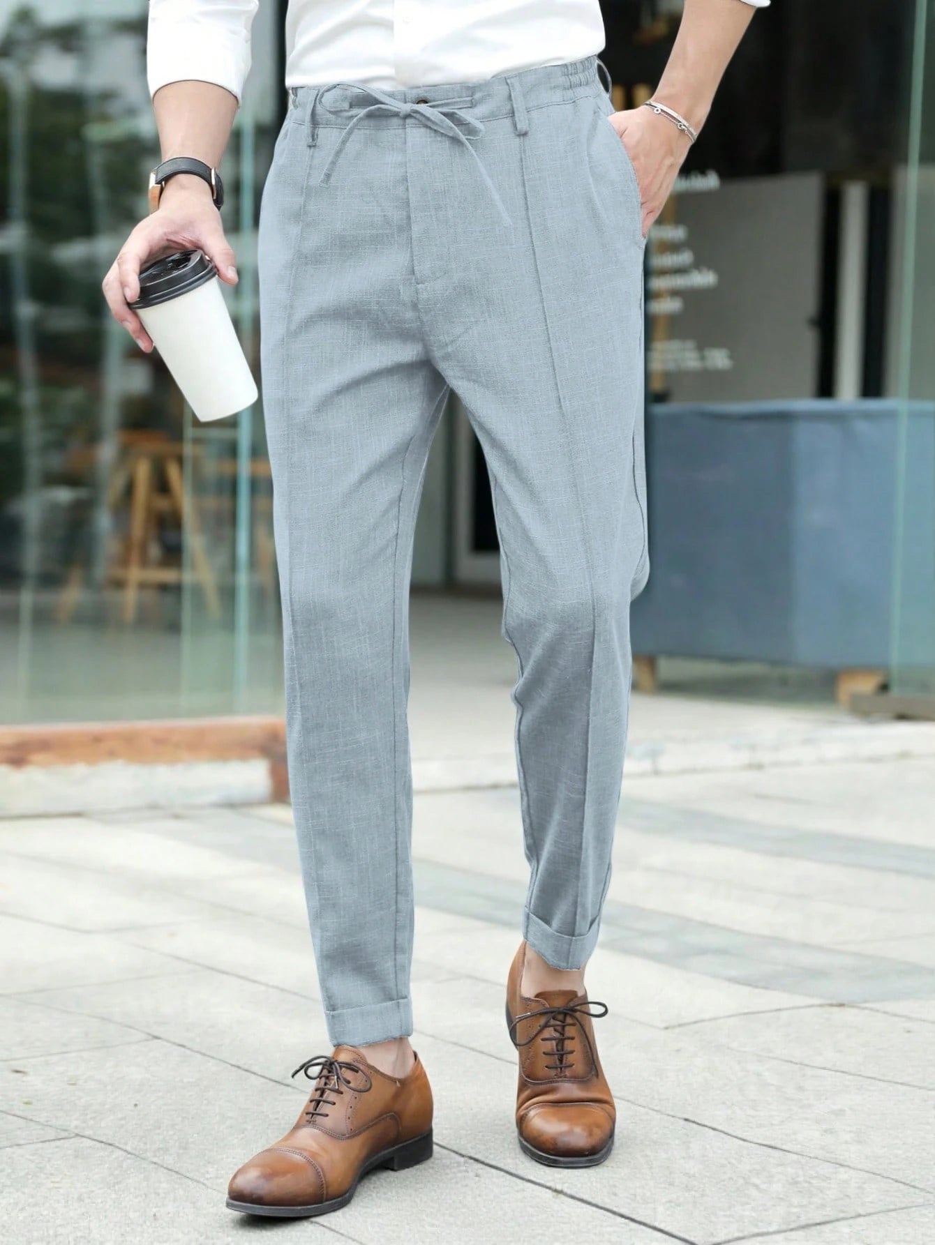 Calvornis Men'S Casual Knotted Pocket Slim Fit Pants Men Clothes Men Pants Men Pants Casual Men Clothing Men Pants Men Clothes Pants Pants for Men Men Suit Pants