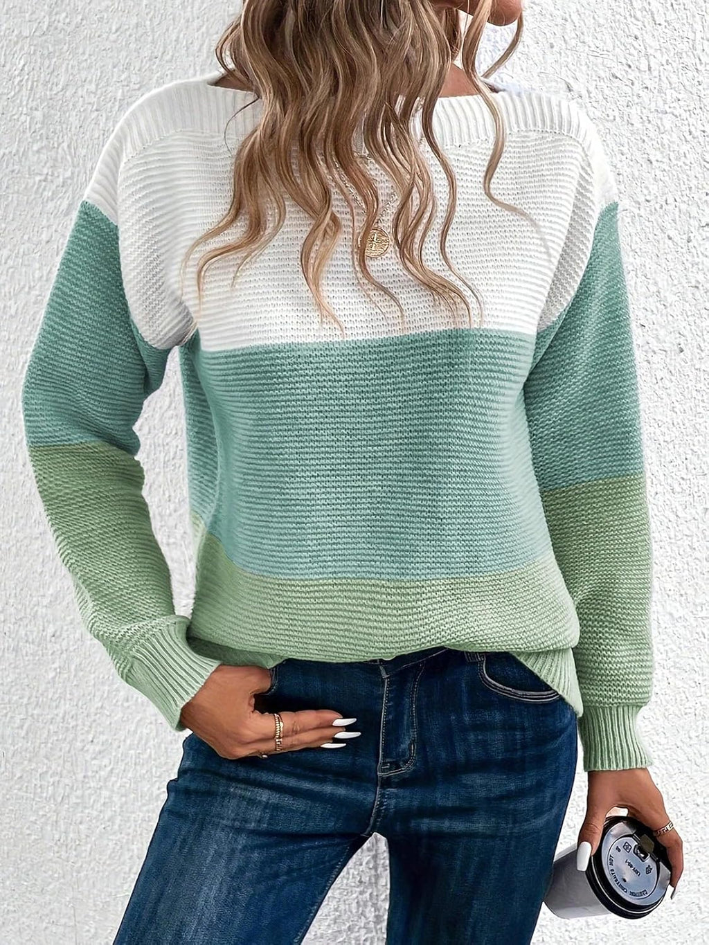 Elevate Your Fall Wardrobe with Our Women's Trendy Long Sleeve Color Block Crew Neck Pullover Sweater