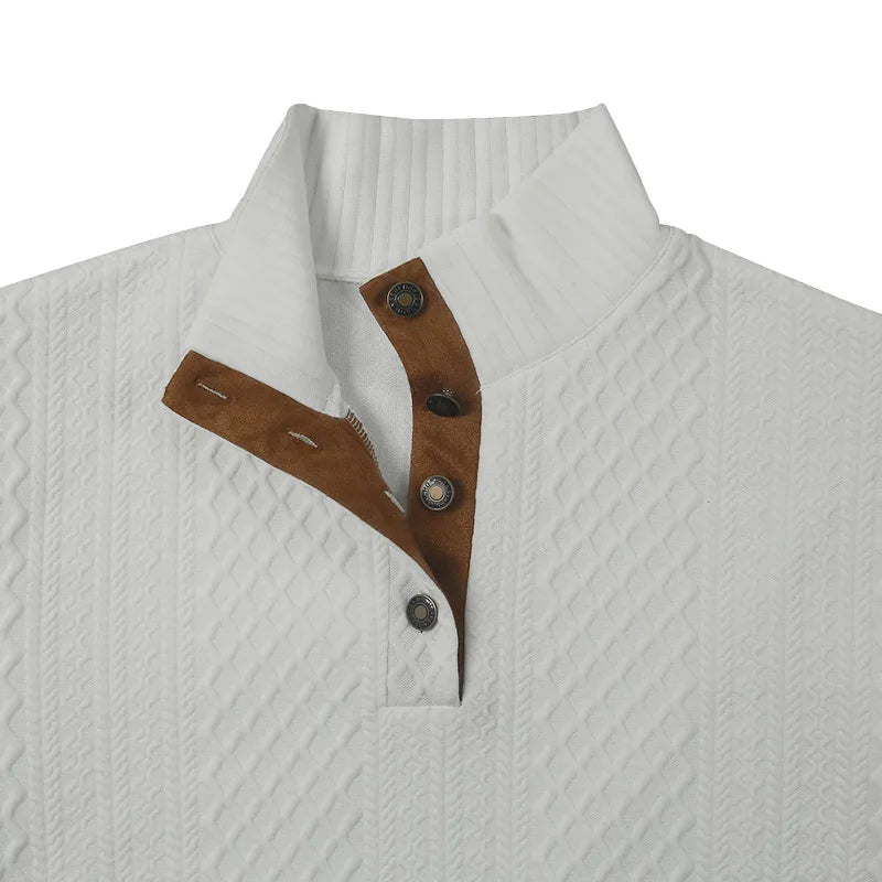 Elevate Your Style with the 2024 Men's Casual Stand-Up Collar Long-Sleeved Jacquard Knitted Pullover Sweater for Autumn and Winter