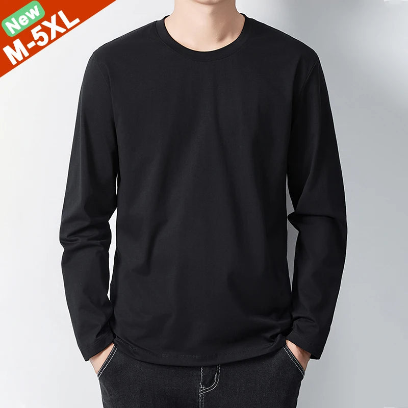 Stylish & Comfortable Men's Cotton Long Sleeve T-Shirts - Perfect for Autumn & Winter, Available in Plus Sizes M-5XL
