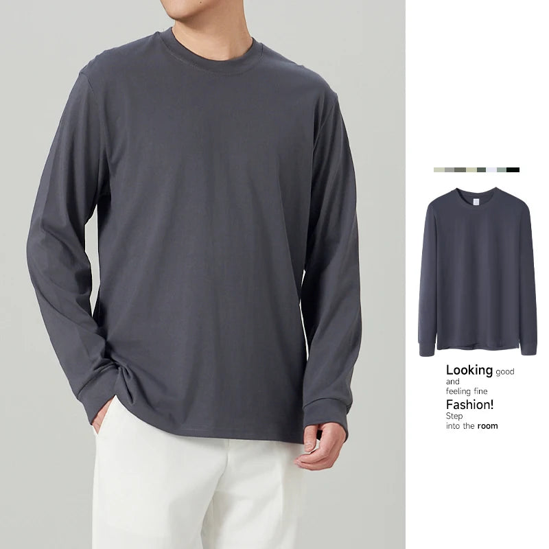 Stylish & Comfortable Men's Cotton Long Sleeve T-Shirts - Perfect for Autumn & Winter, Available in Plus Sizes M-5XL
