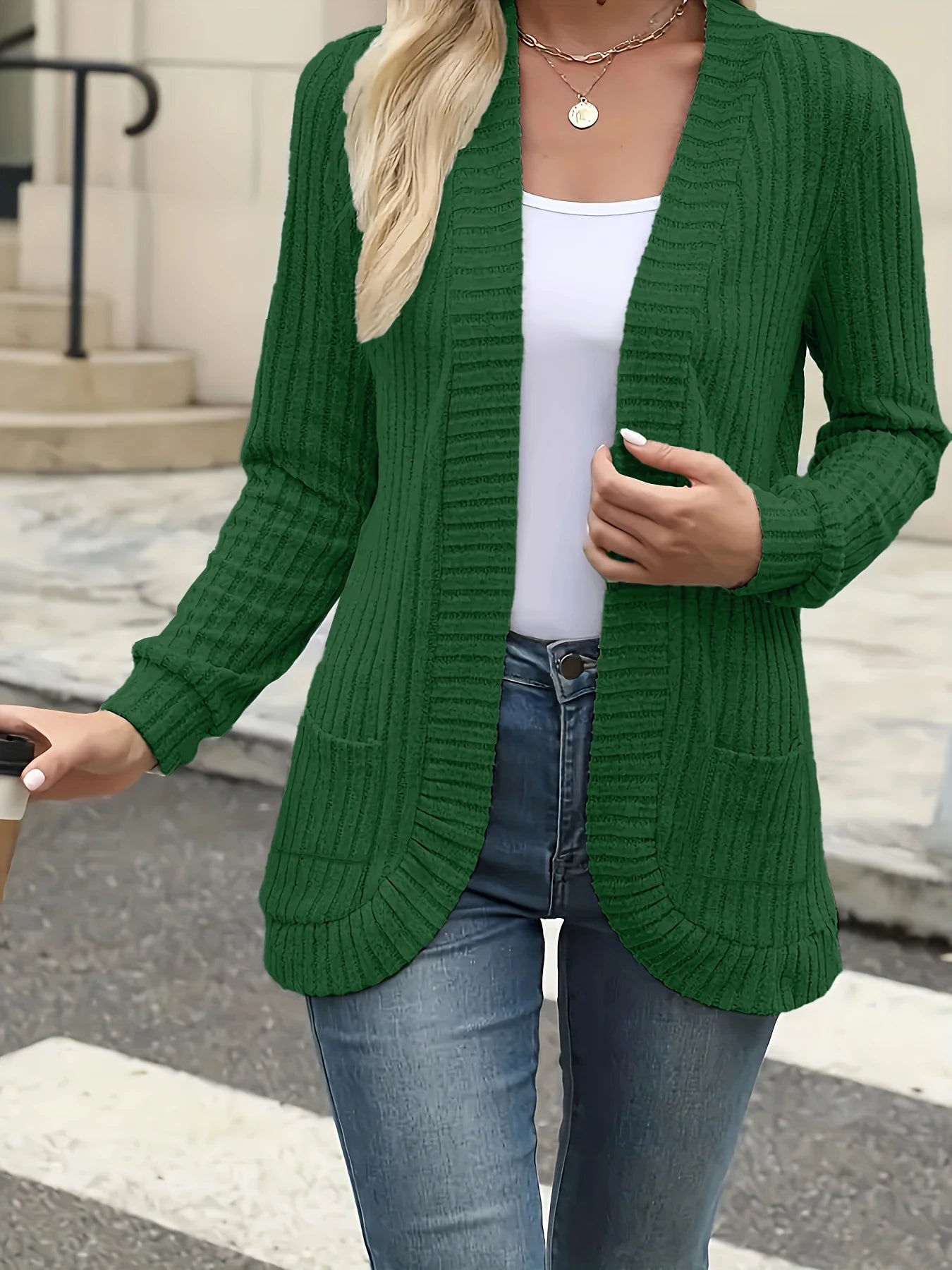 Chic Women's Solid Color Brushed Cardigan Jacket - Perfect for Casual Autumn/Winter Outfits