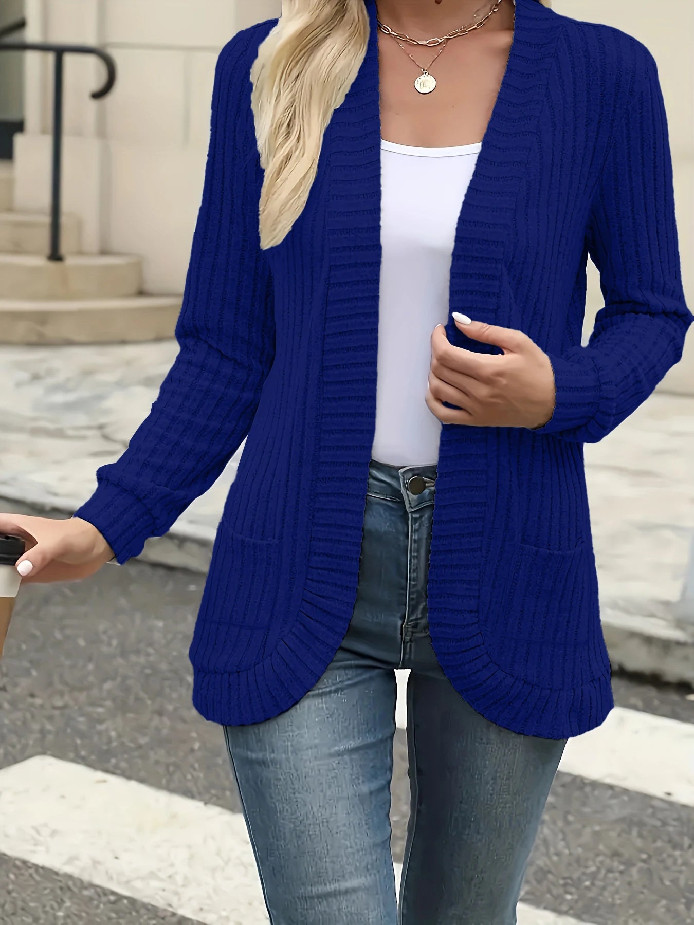 Chic Women's Solid Color Brushed Cardigan Jacket - Perfect for Casual Autumn/Winter Outfits